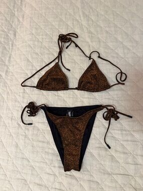 Triangl Glitter Bronze String Bikini Top & Bottom Set